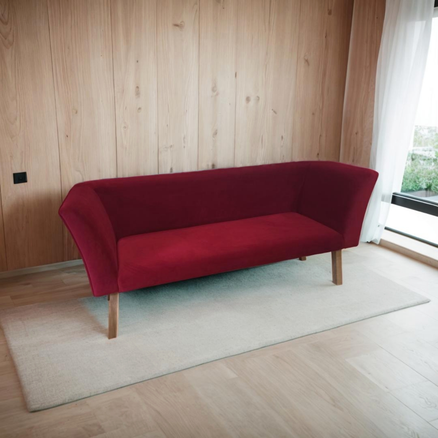 Sofa Piotr 3-osobowa czerwona do poczekalni